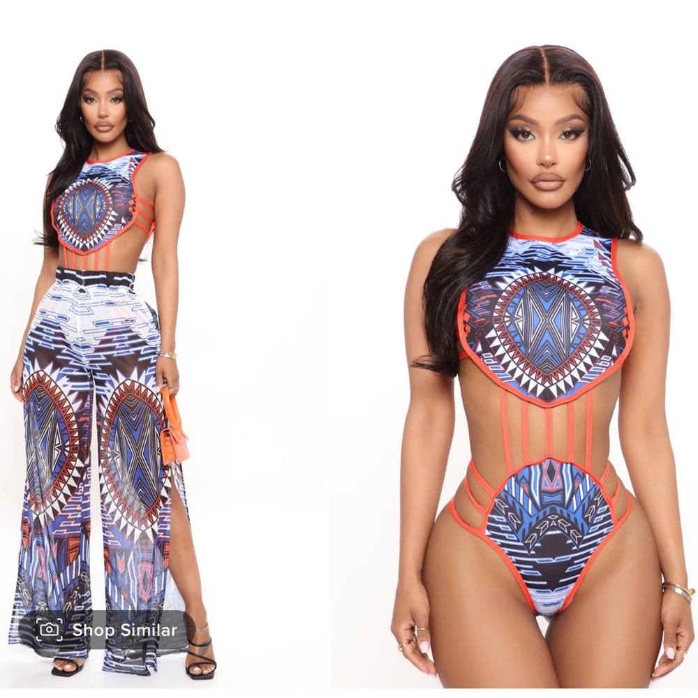 💙🧡Poolside Aztec Swimsuit & Pants Set🧡💙